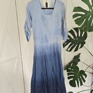 Solitaire Blue Gradient Long Sleeve Dress